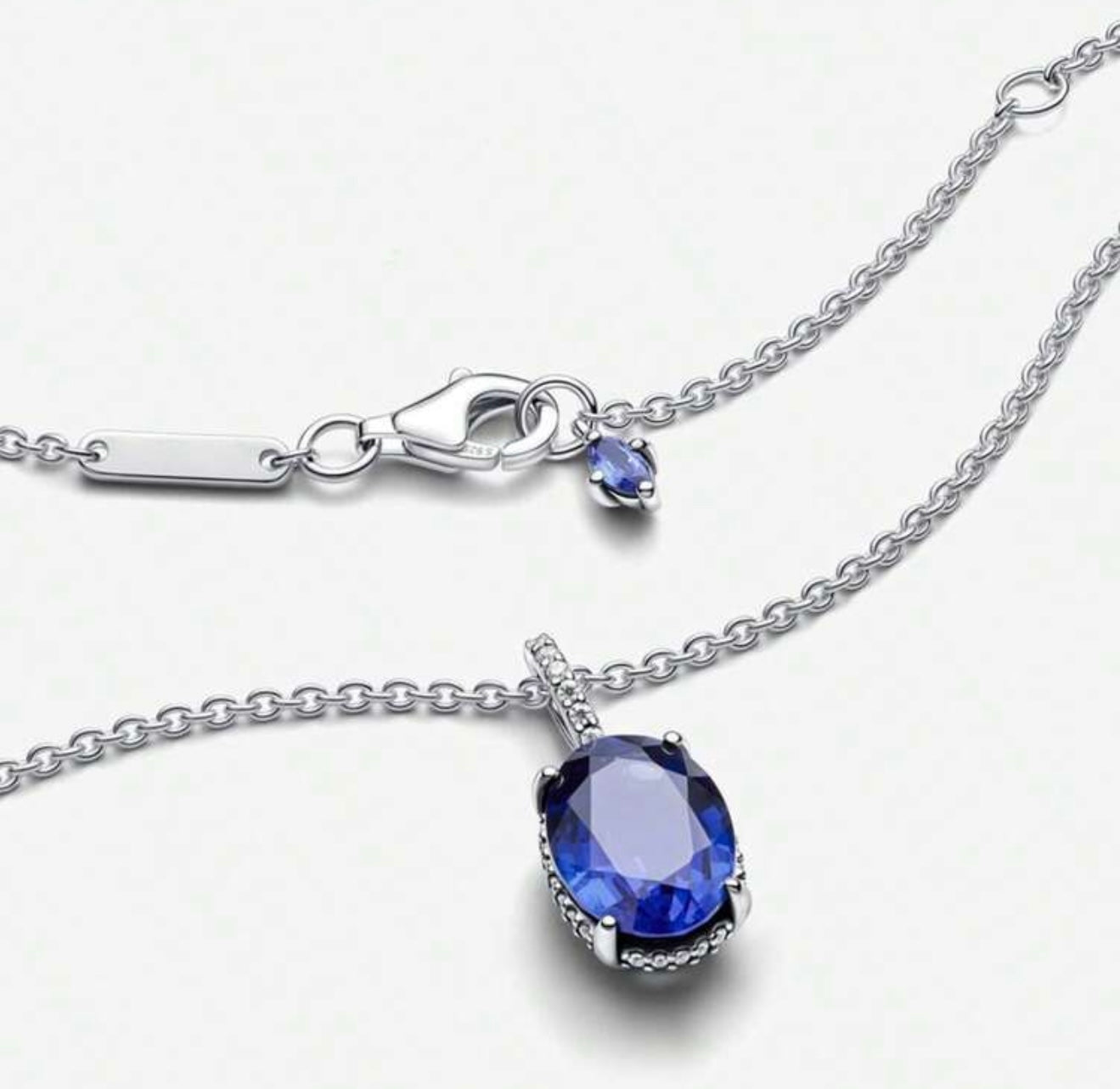 925 Sterling Silver Jewelry  Necklace with a blue Sapphire Pendant