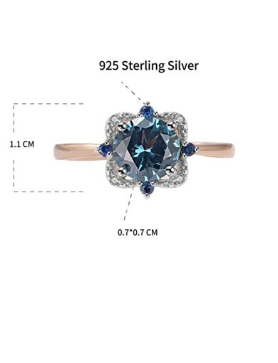 Rings, silver, covered with gold plating. Insert blue round zirconium
