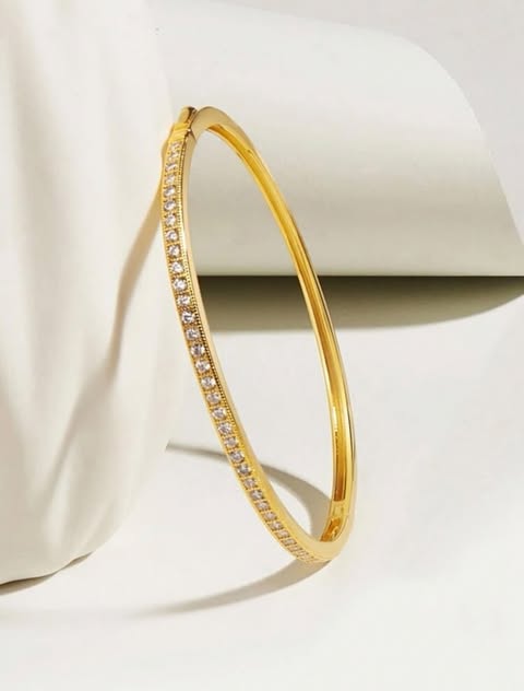 Exquisite Minimalist 925 Sterling Silver Cubic Zirconia 18K Gold Plated Women wear bracelet