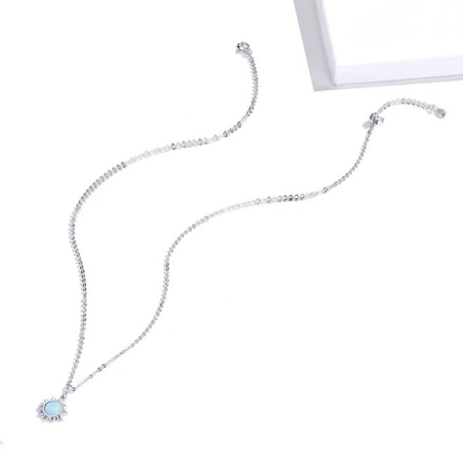 Necklaces 925 Sterling Silver White Opal Sun Pendant Necklace Apollo Chain Necklaces