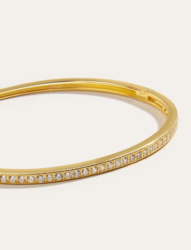 Exquisite Minimalist 925 Sterling Silver Cubic Zirconia 18K Gold Plated Women wear bracelet