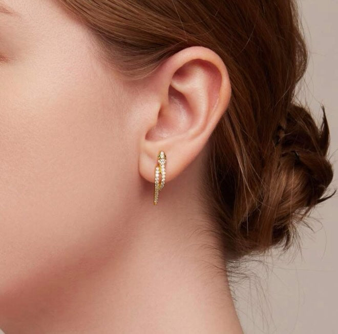 Earrings 925 Sterling Silver GOLD PLATED 3D Snake Earrings For Women