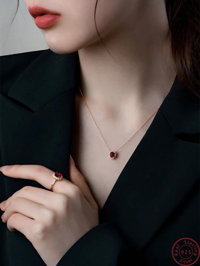 Pure Silver 925 plated gold Necklace, Pair Of Pure Silver Earrings And Pure Silver Ring Jewelry Set, Featuring An Anti-Allergenic.