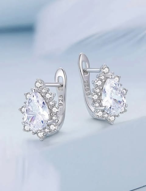 Earrings  Sparkle Water Drop Earrings  For Women 925 Sterling Silver
