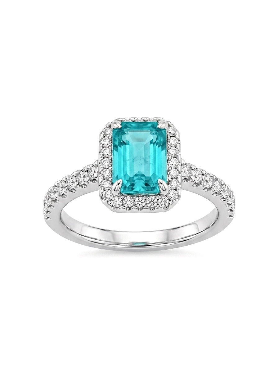 Lagoon's Reflection Ring Paraiba-colored nanocrystal 4,5x6,5mm