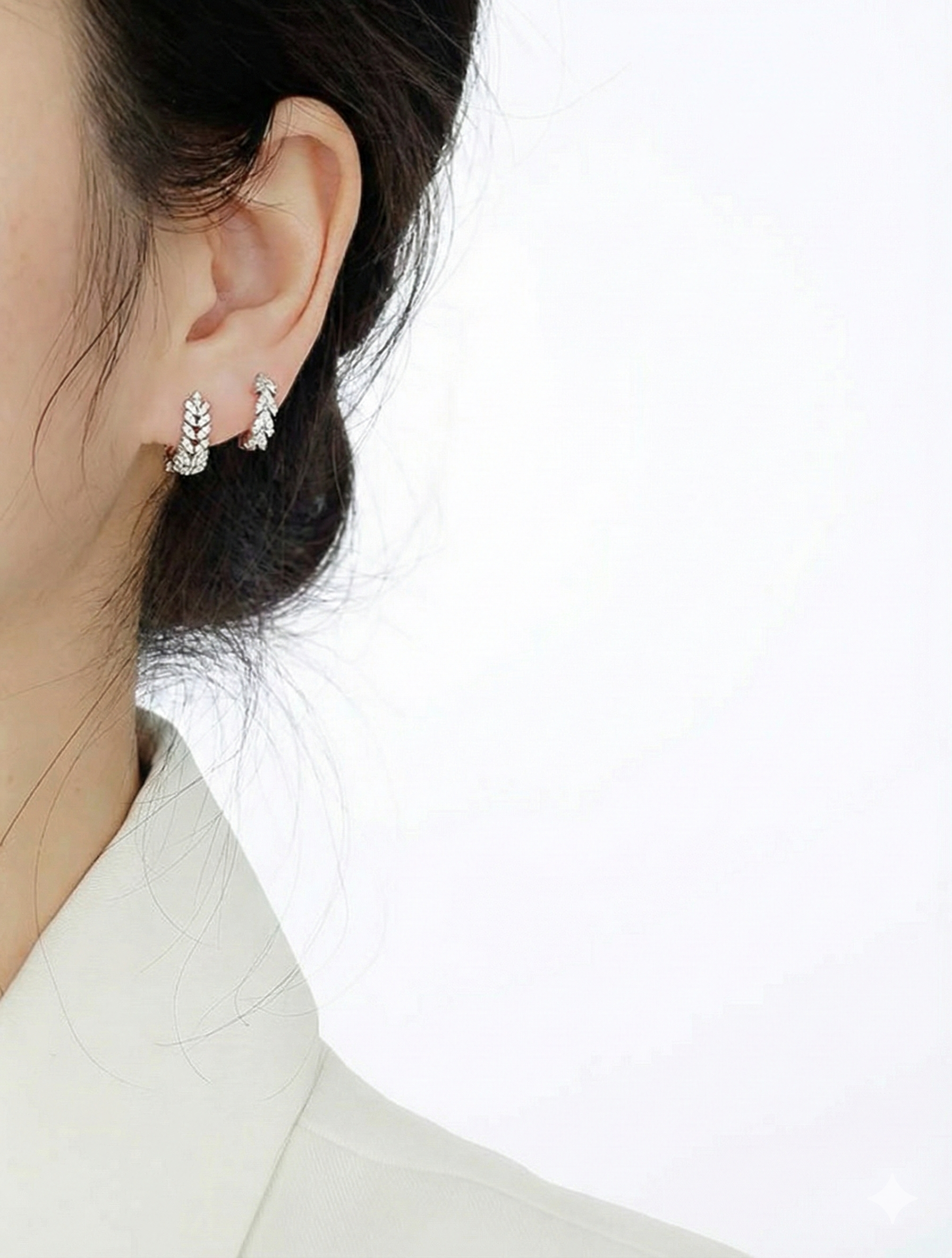 S925 Silver Earrings With Leaf & Wheat