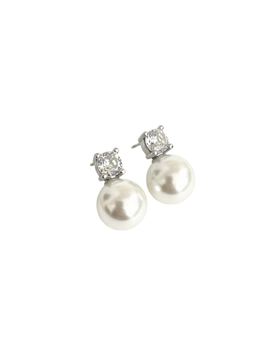 Earrings Pair Pearl & Drop Zirconia Earrings For Women S925 Sterling Silver