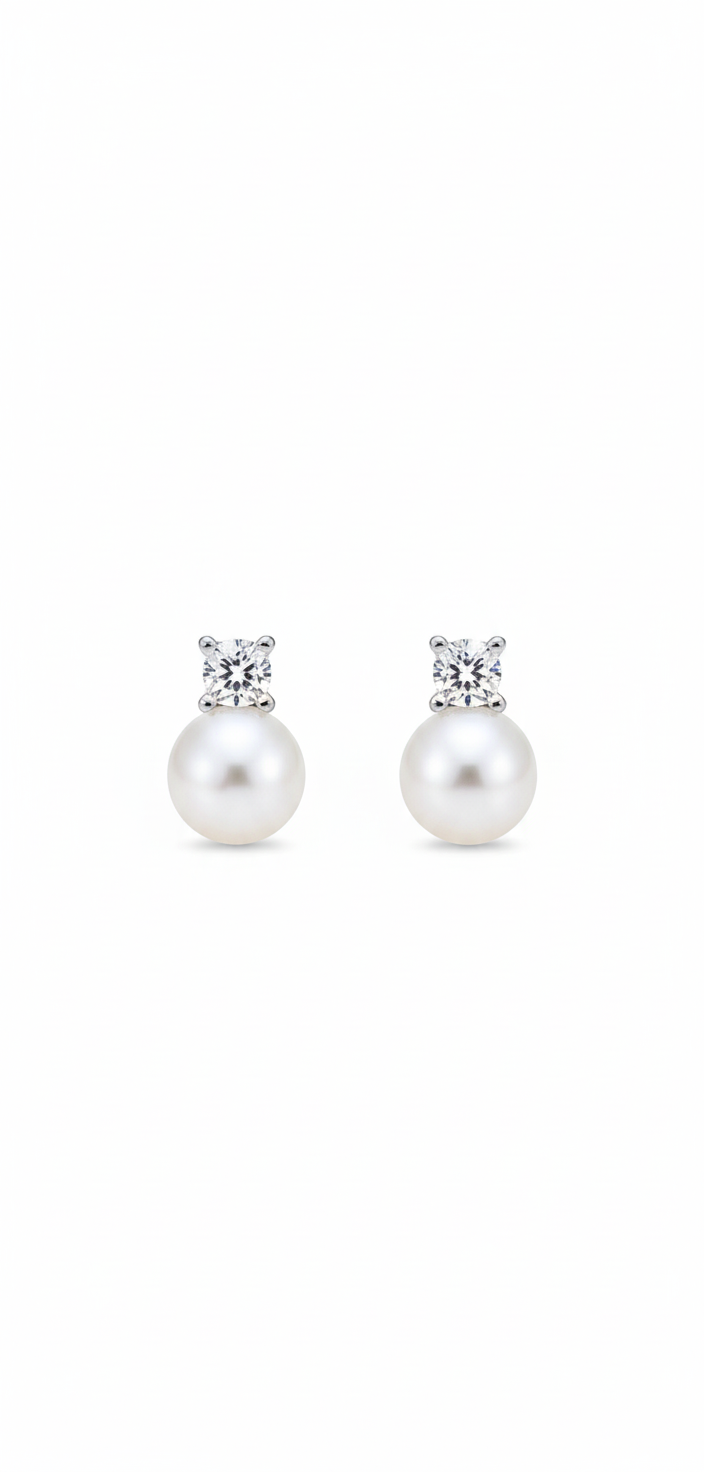 Earrings Pair Pearl & Drop Zirconia Earrings For Women S925 Sterling Silver