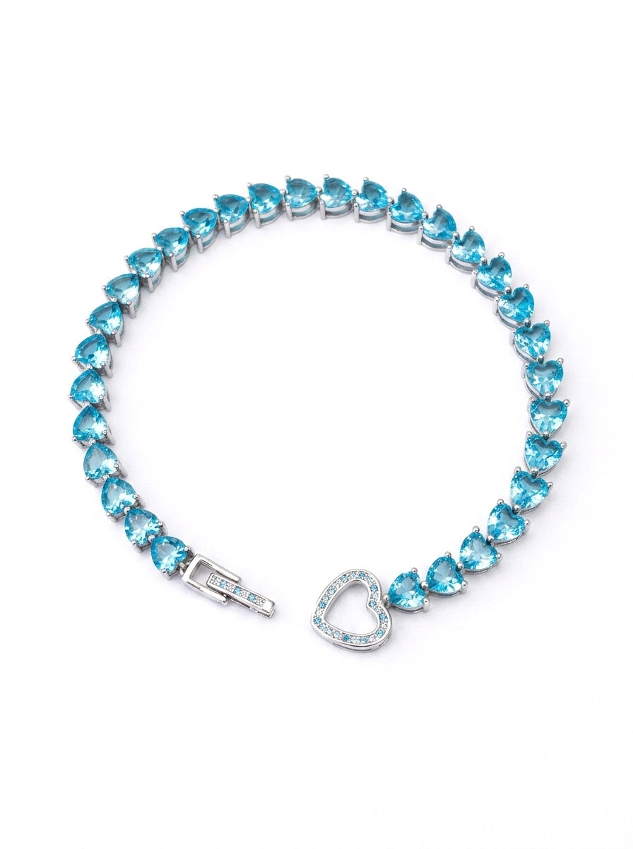 Azure Love bracelet silver 925 with lab-grown topazes length 20 cm width 5.15 mm