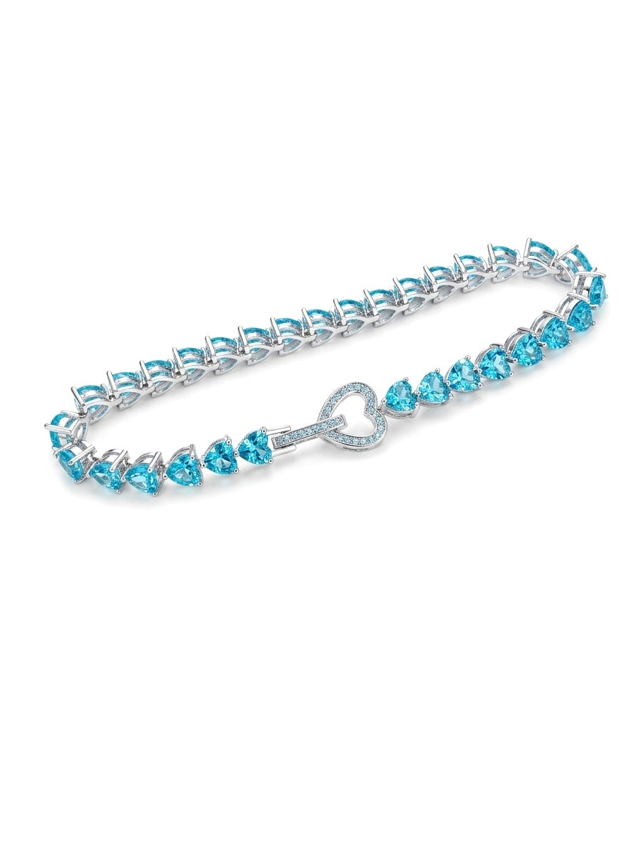 Azure Love bracelet silver 925 with lab-grown topazes length 20 cm width 5.15 mm