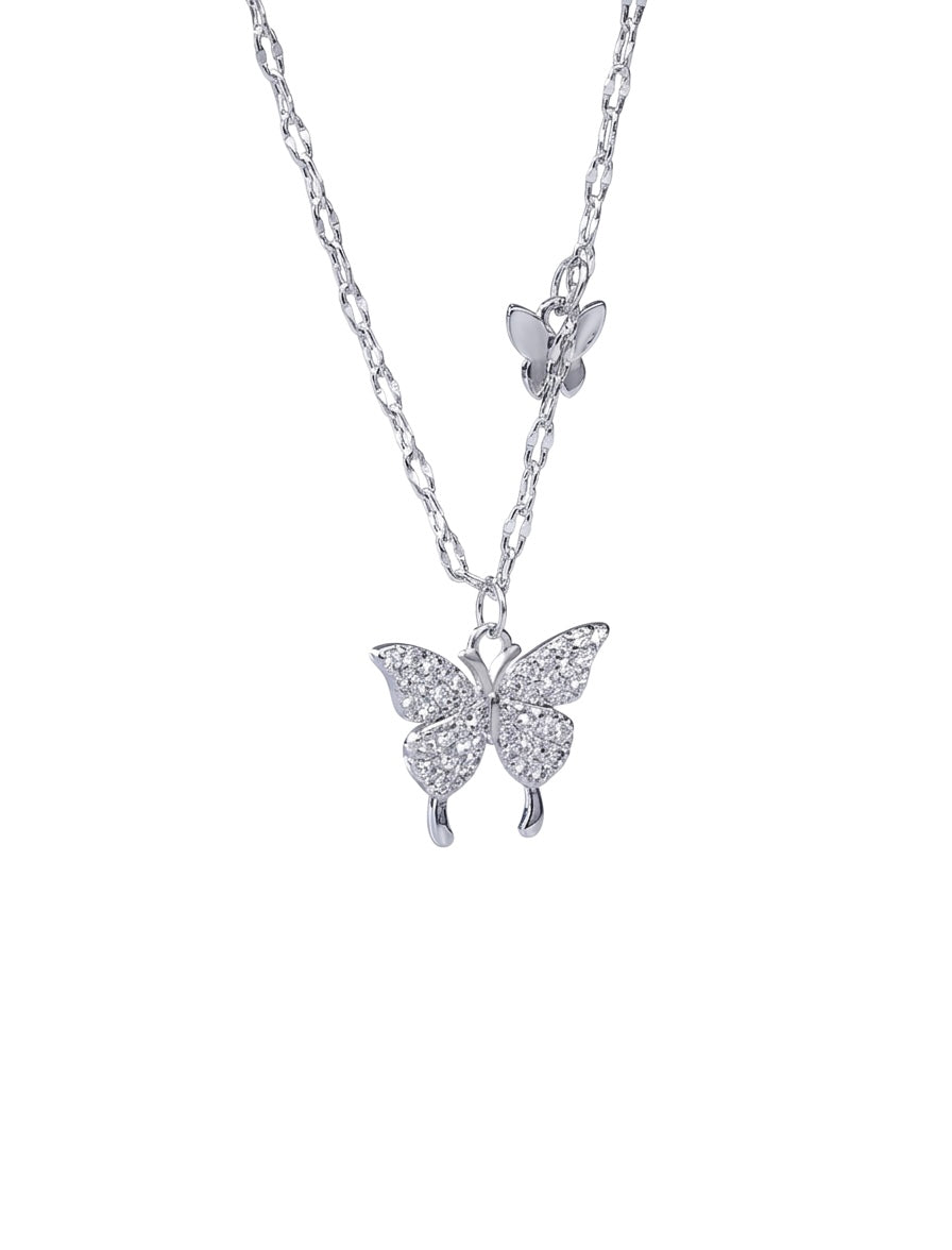 925 Sterling Silver Butterfly Necklace, Cubic Zirconia